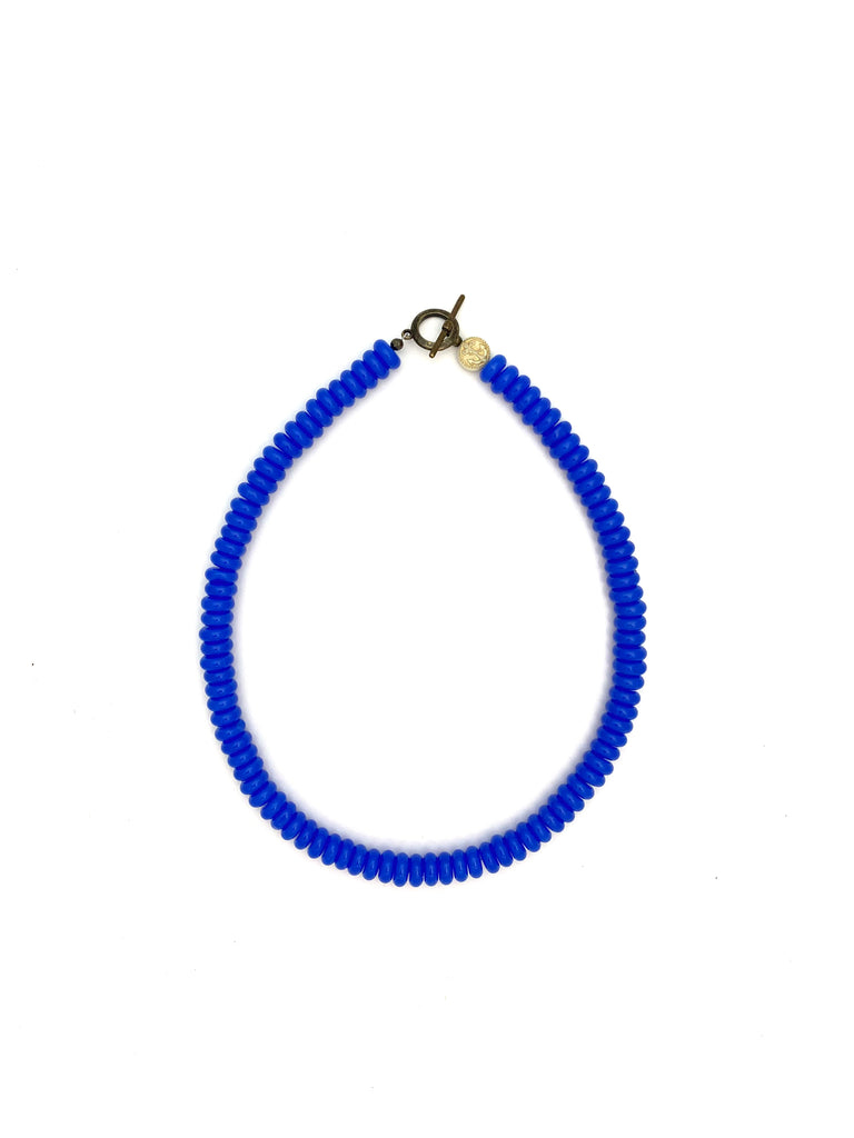 Cobalt Blue Smooth Glass Beads - 18”