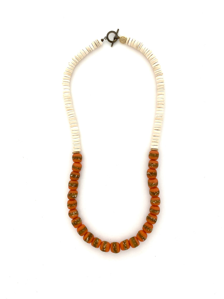 Orange Glass Beads - 27”