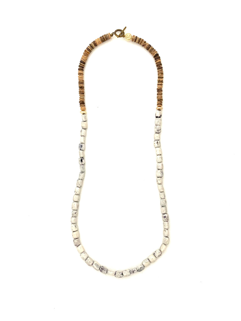 Bone Beads Necklace - small gray