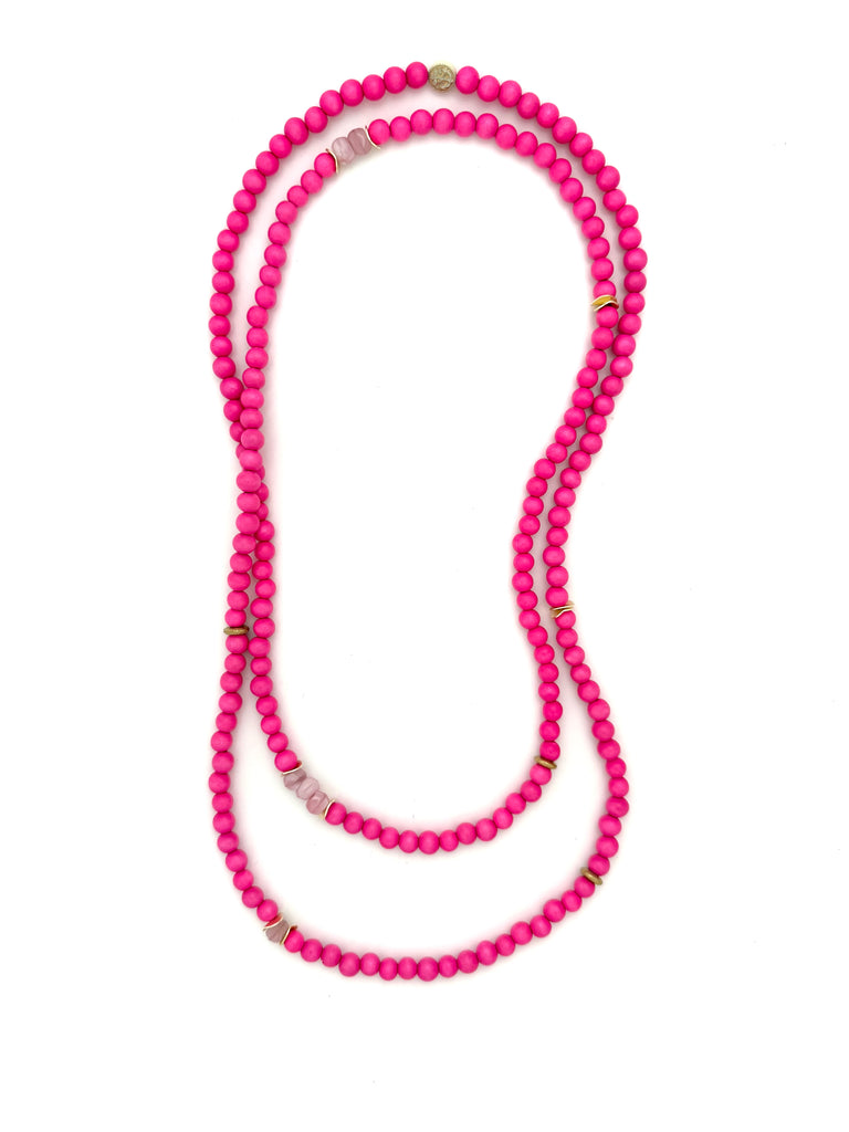 Long Wrap Necklace - pink