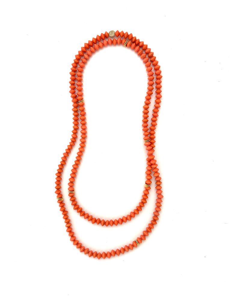 Long Wrap Necklace - Orange