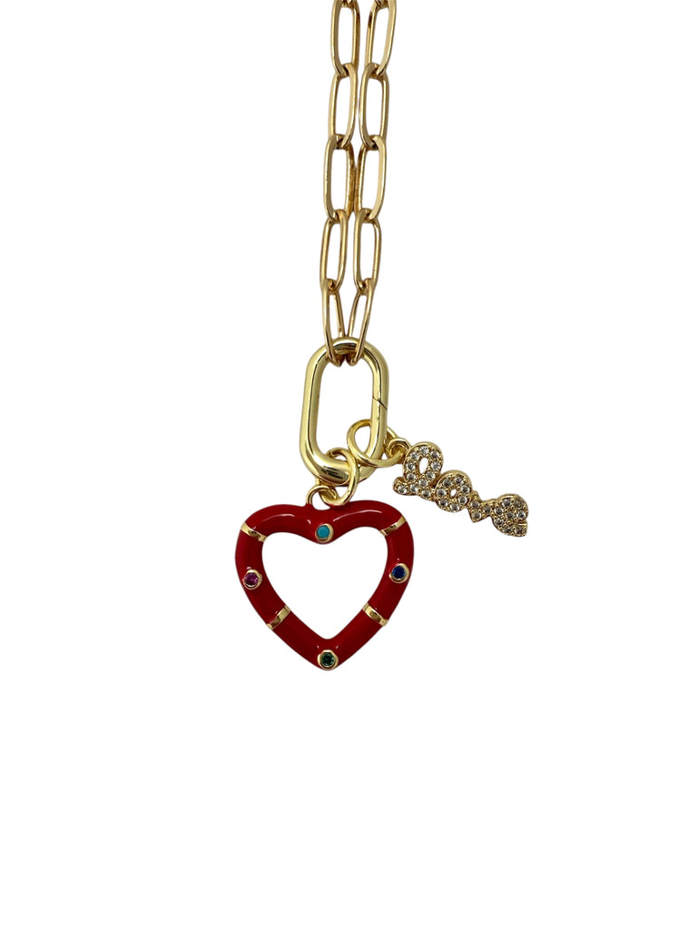 Charm Necklace - red heart
