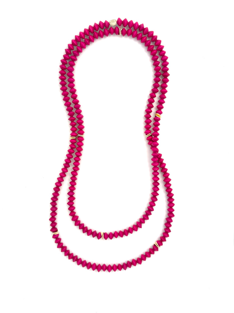 Long Wrap Necklace - dark pink