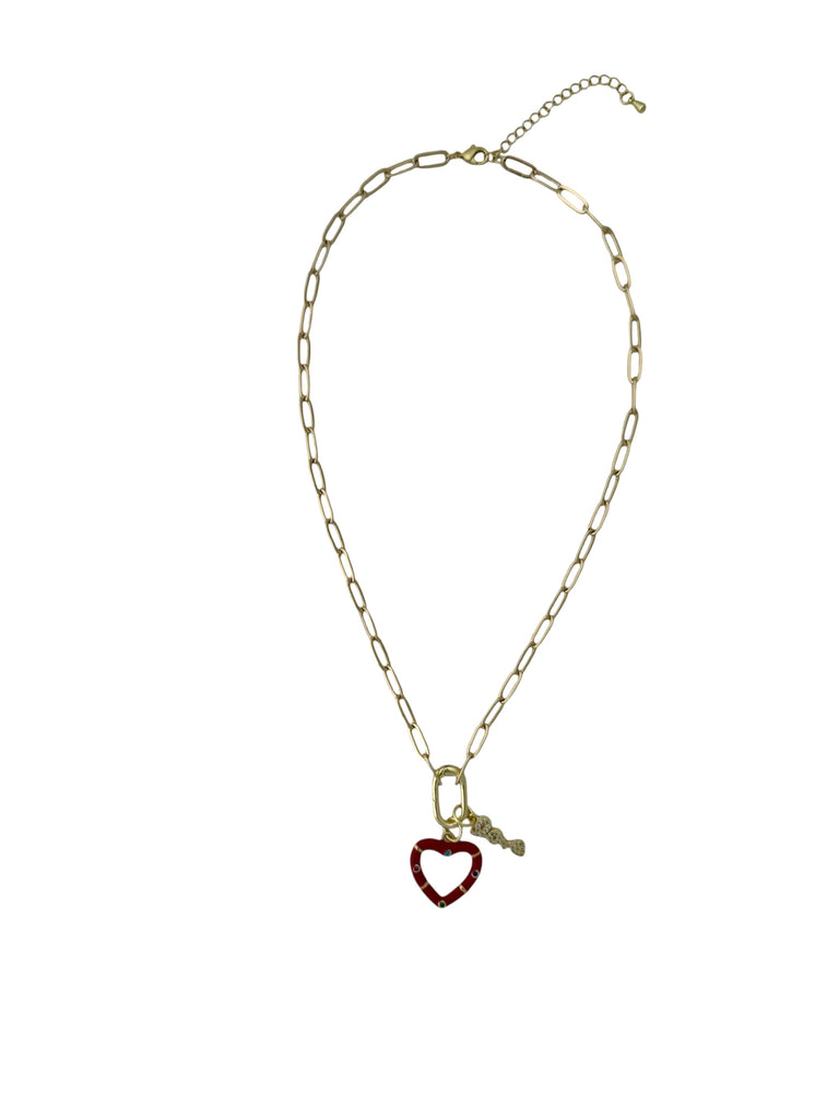 Charm Necklace - red heart