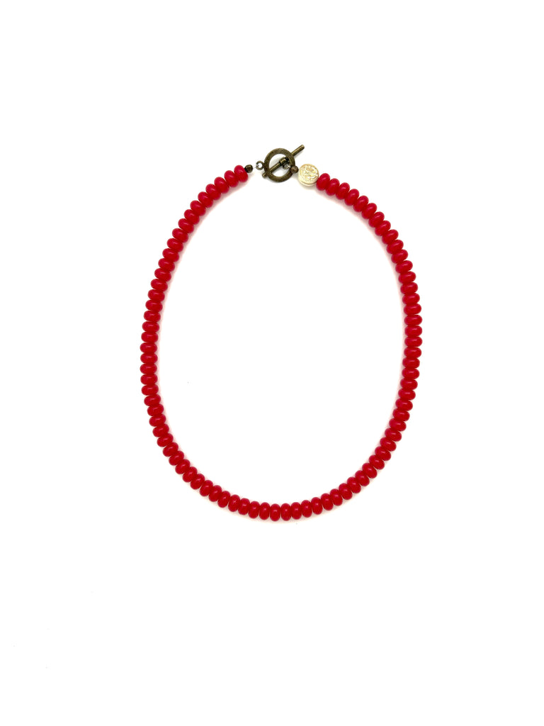 Red Glass Beads - 18”