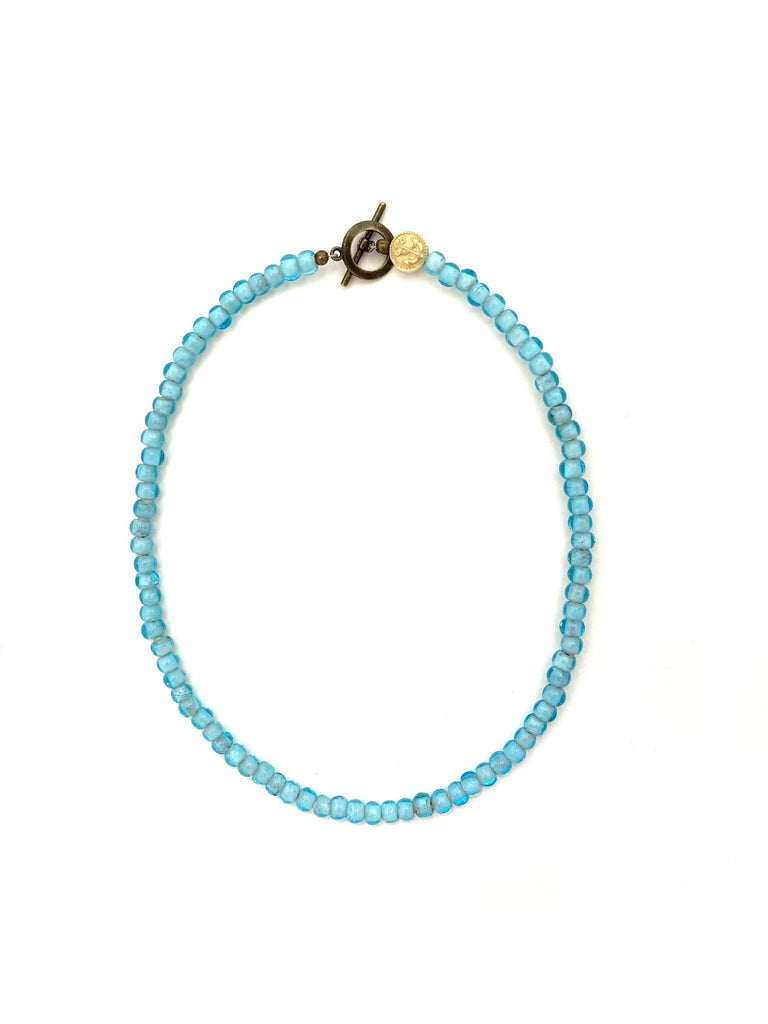 Sky Blue Glass Beads - 18”