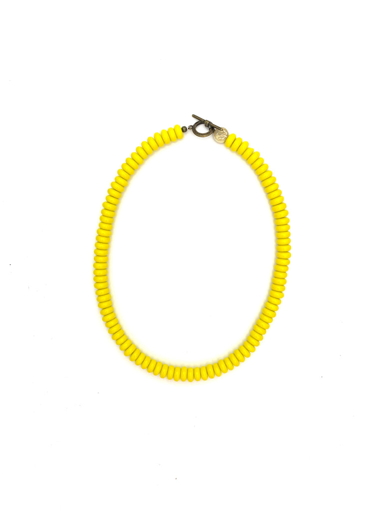 Yellow Smooth Glass Beads - 18”
