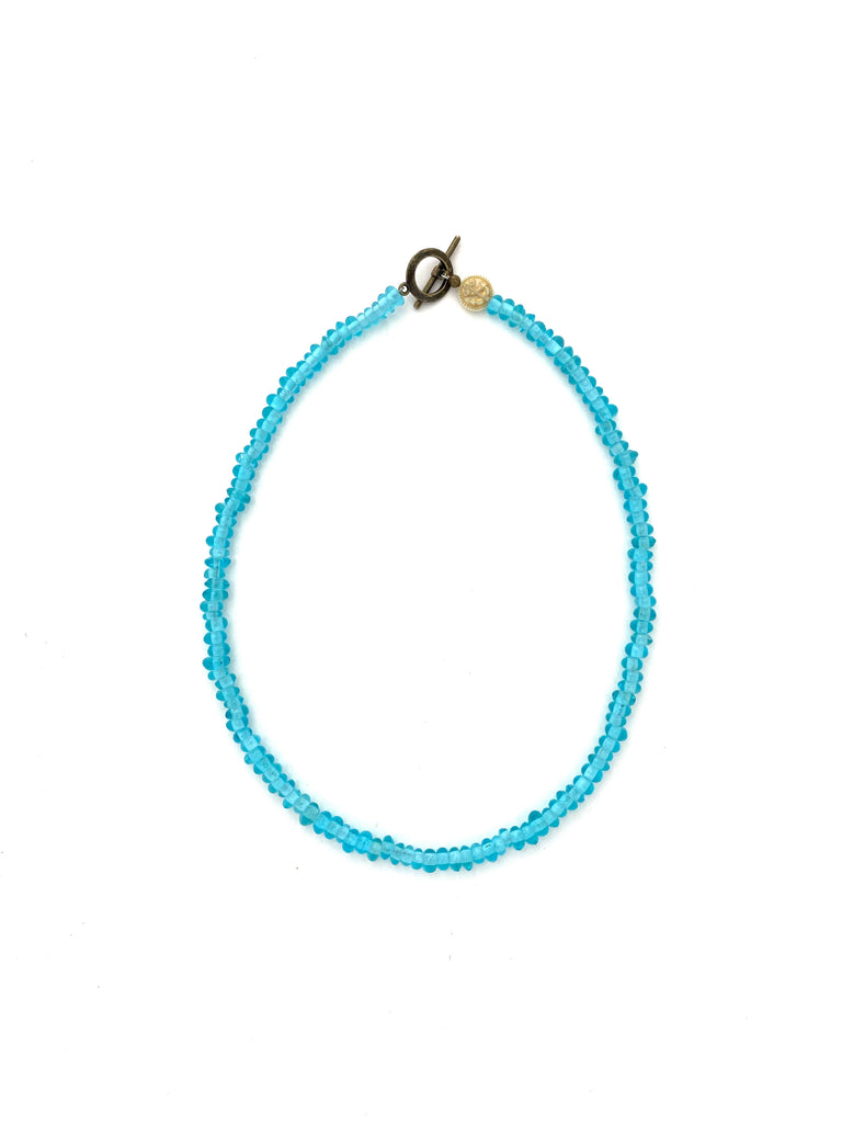 Clear Turquoise Glass Beads - 18”
