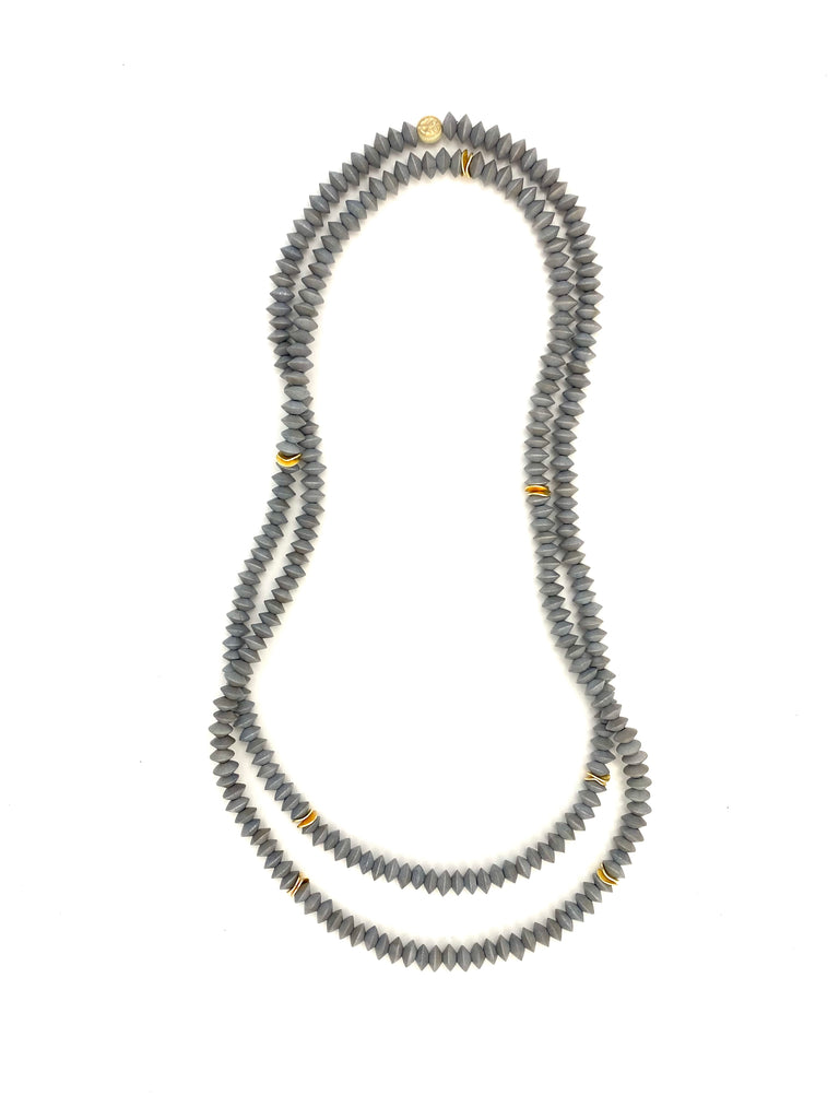 Long Wrap Necklace - gray