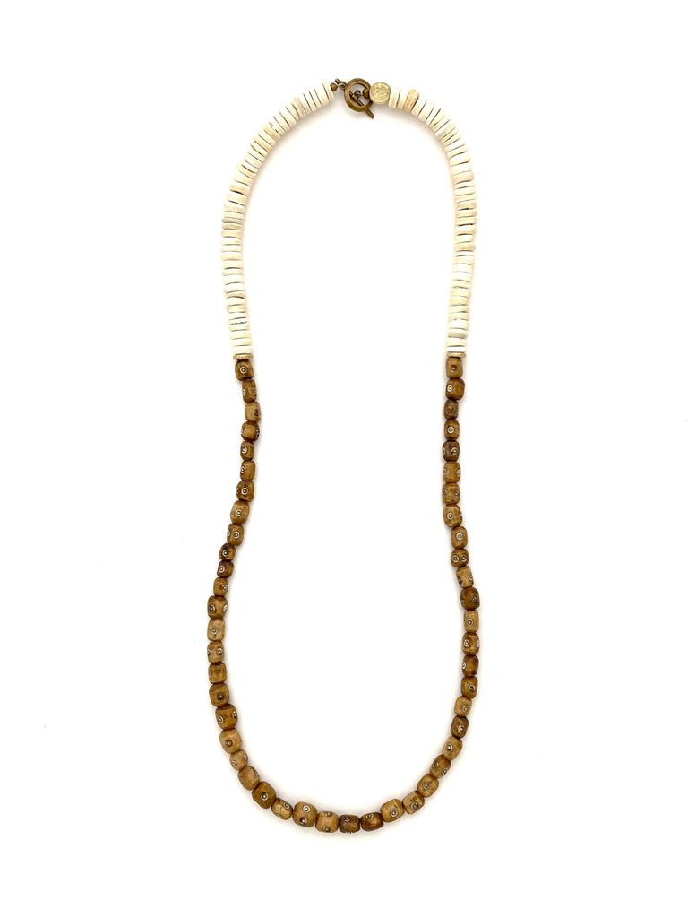 Bone Beads Necklace - small brown