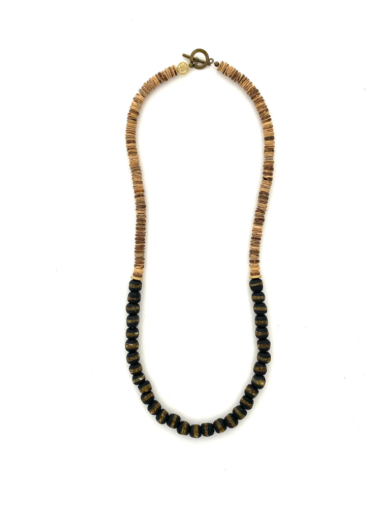 Black & Brown Glass Beads - 27”