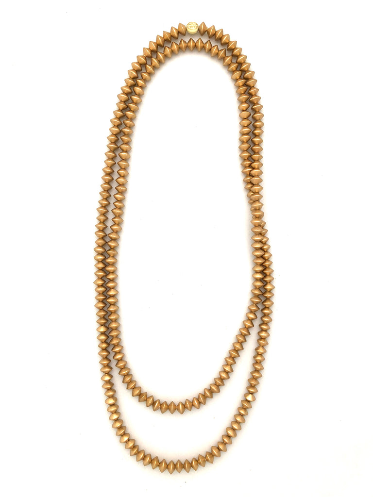 Long Wrap Necklace - saucer gold