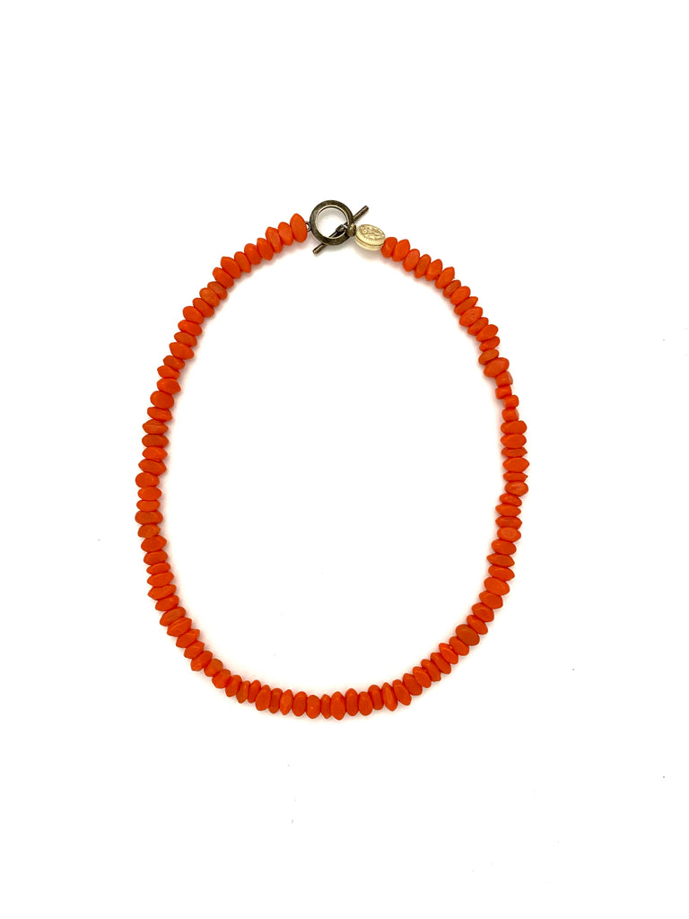 Orange Glass Beads - 18”