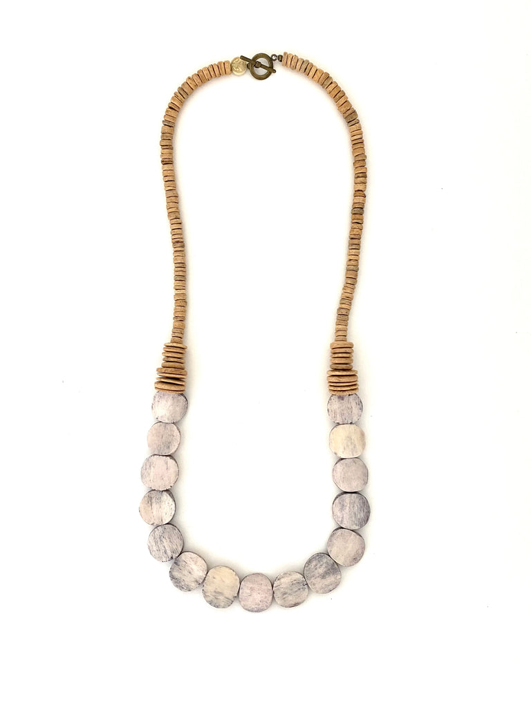 Bone Bead Necklace - light gray