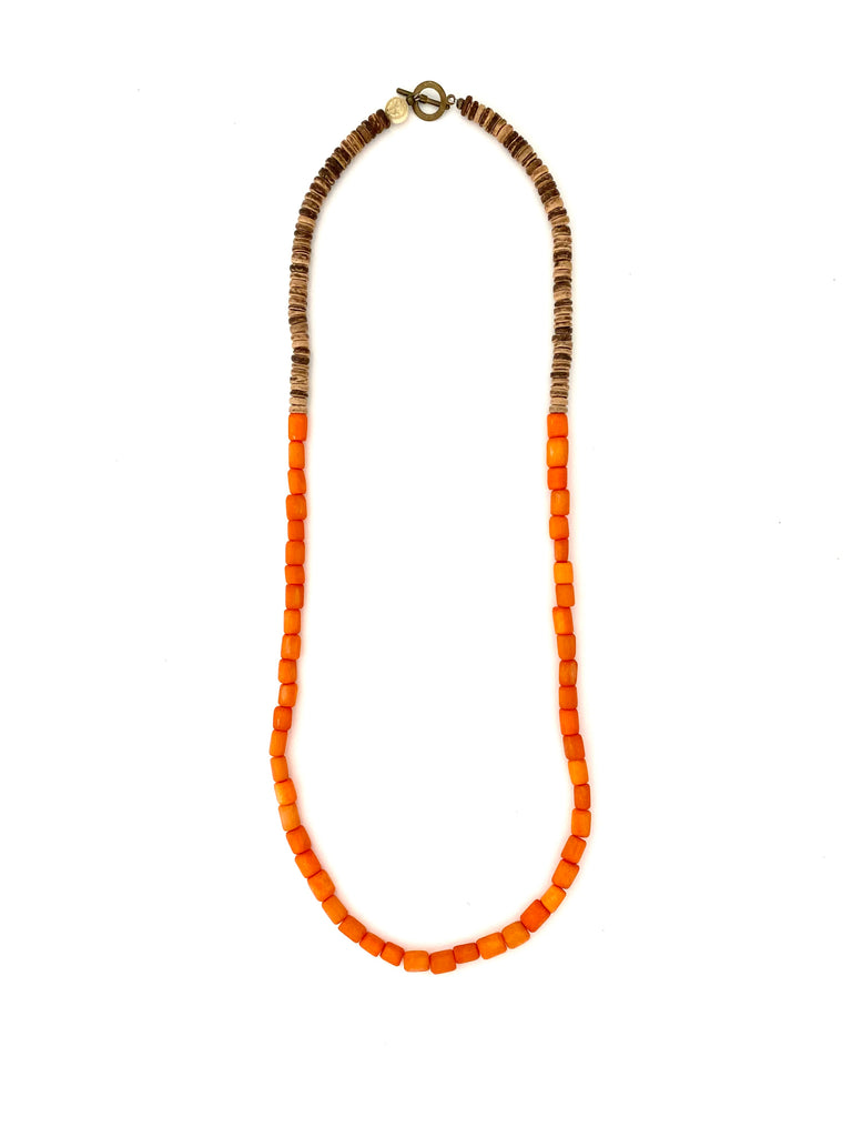 Bone Bead Necklace - orange
