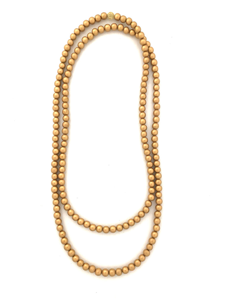 Long Wrap Necklace - round gold
