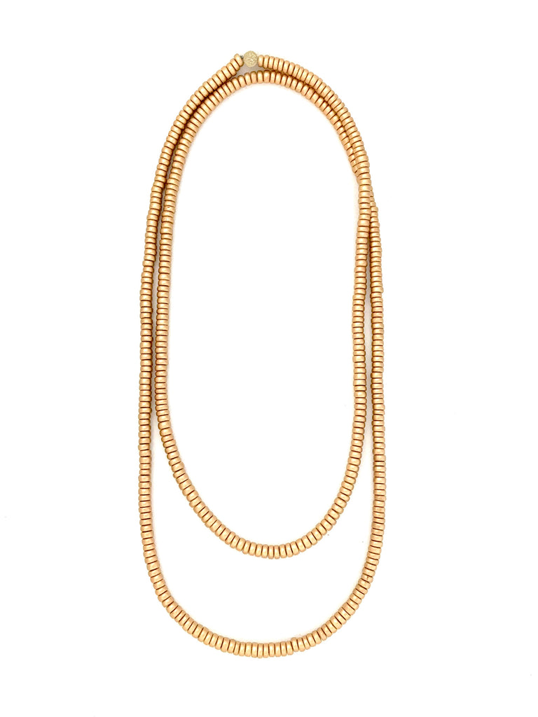 Long Wrap Necklace - flat gold